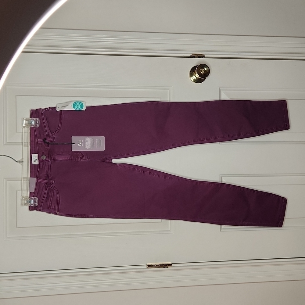 𝅺WASH Lab Mid-Rise Fay Skinny Jeans, Dark Purple, Size 27 NWT